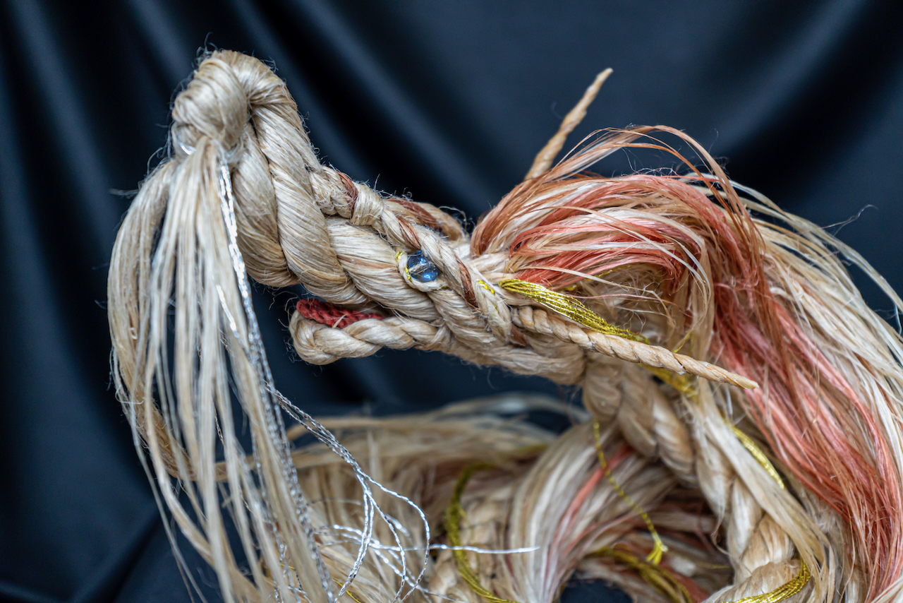 精麻龍 ブルーアクアオーラ 柿渋染め精麻 茜染め精麻 金糸 - 愛ちゃん