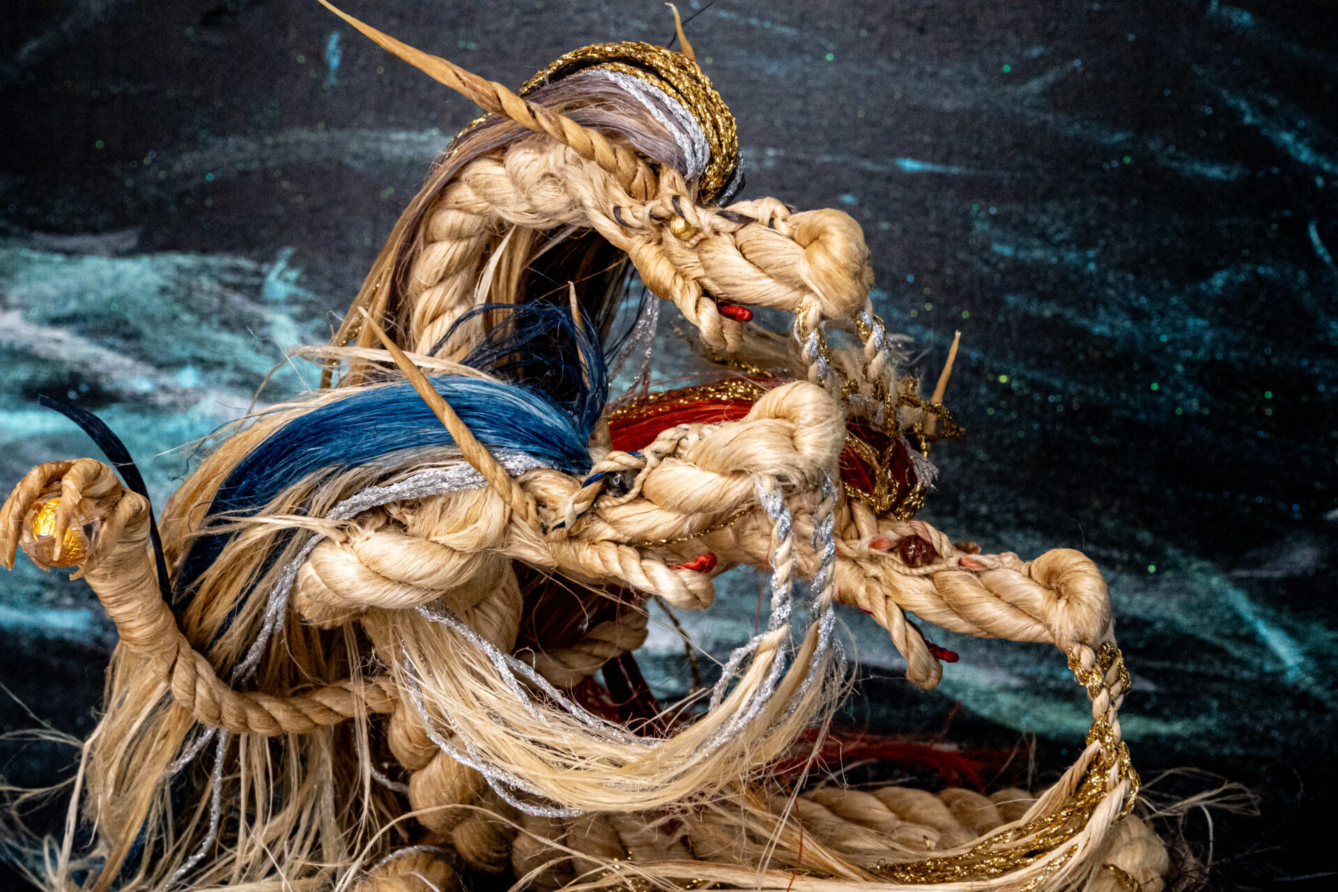 精麻龍☆精麻鳳凰☆フラワーオブライフ☆壁掛け☆浄化☆運気上昇 三位一体精麻龍 - 愛ちゃんの龍【精麻とパワーストーンの龍職人】